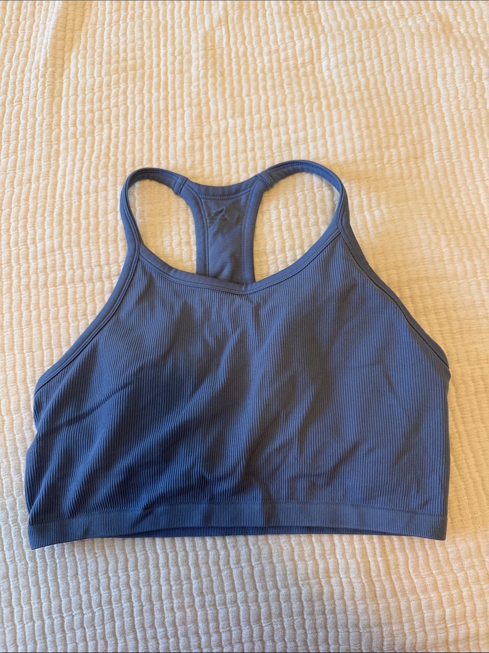 Amazon Ribbed Racerback Sports Bra - Navy Blue